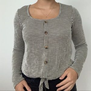 Green and white stripped top